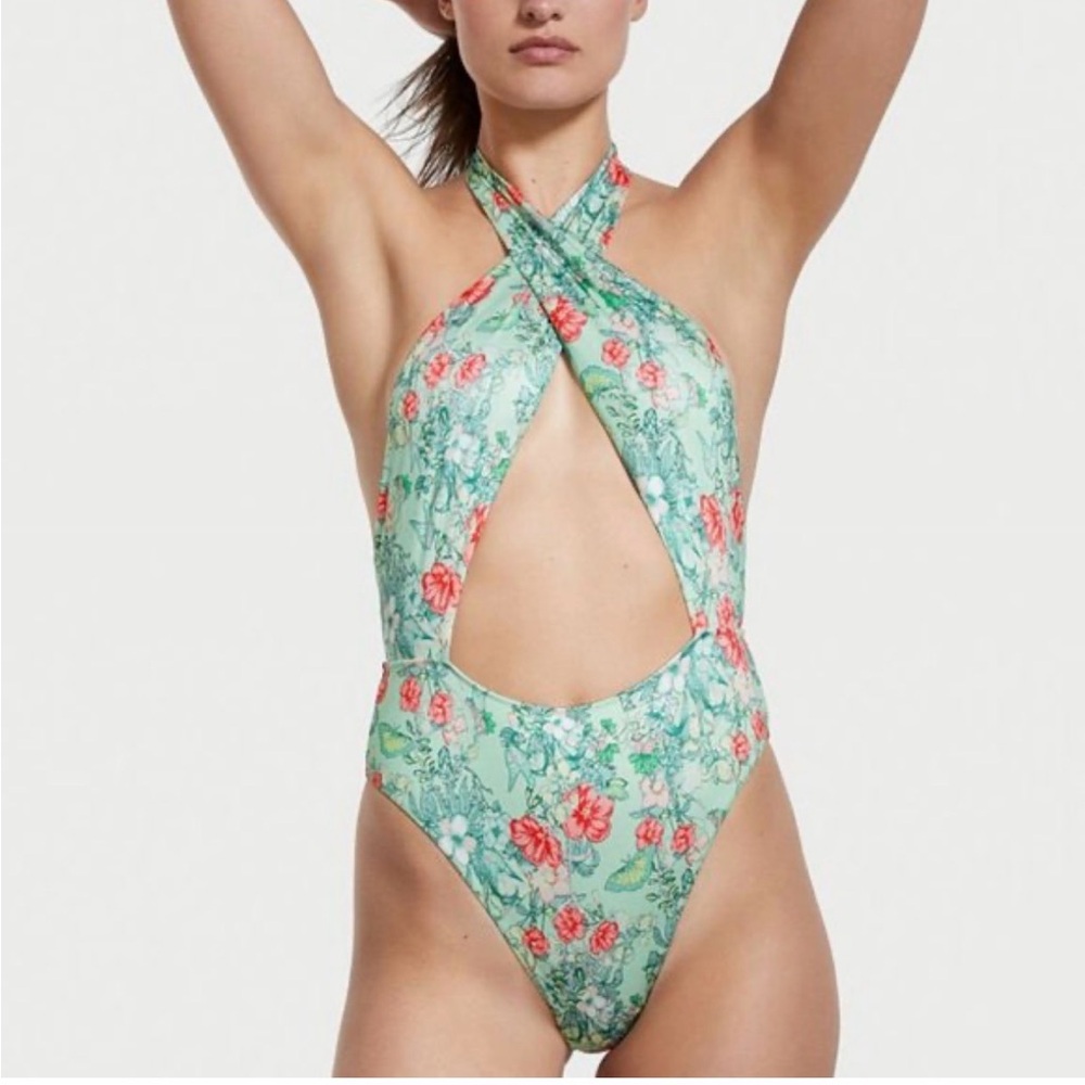 Victoria's Secret Floral Swimsuit in Blue and Red